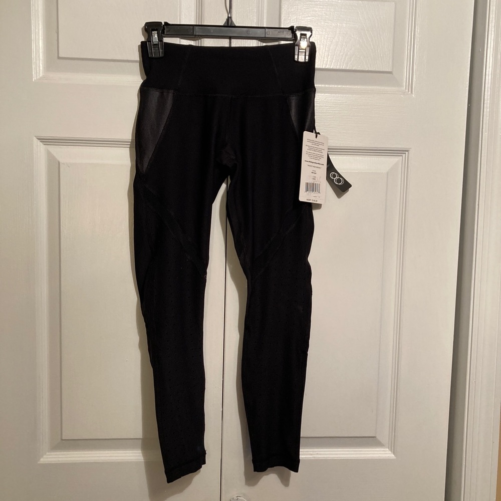 NWT 90 Degree by Reflex Black Leggings Size XS Extra Small Mesh - Ankle Tight